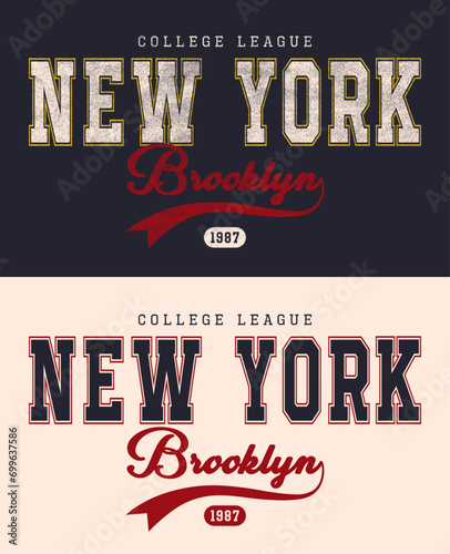 Vintage typography college league New York City state slogan print for graphic tee t shirt or sweatshirt - Vector