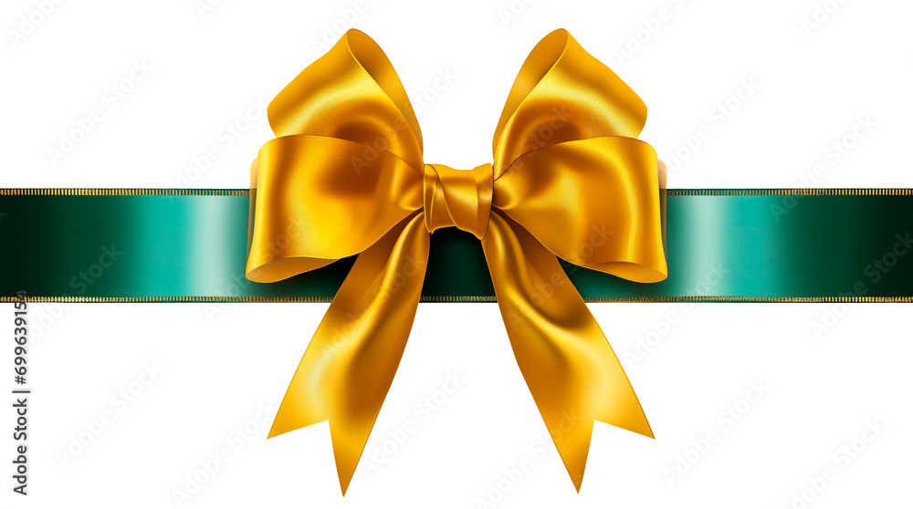 Elegant Gold Ribbon with Green Ribbon. PSD transparent Elegant Gold Ribbon with Green Ribbon. PSD transparent
