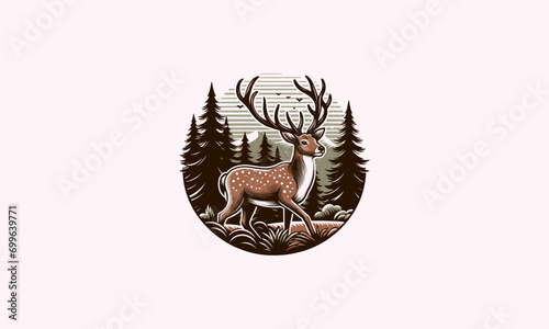 deer on forest vector illustration artwork design