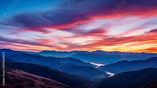 Serene Mountain Landscape Bathed in Twilight Hues