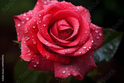 red rose with water drops. 