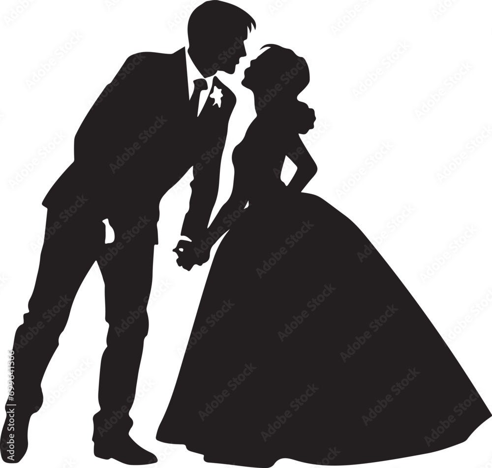Romantic couple silhouette Illustrator line art design vector