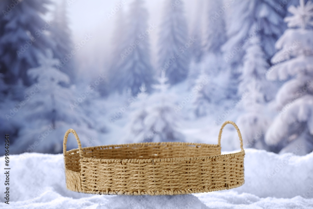 Desk of free space and winter background of snow and frost. Desk of free space and winter background of snow and frost.