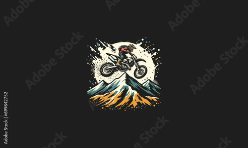 motocross on mountain vector illustration artwork design photo