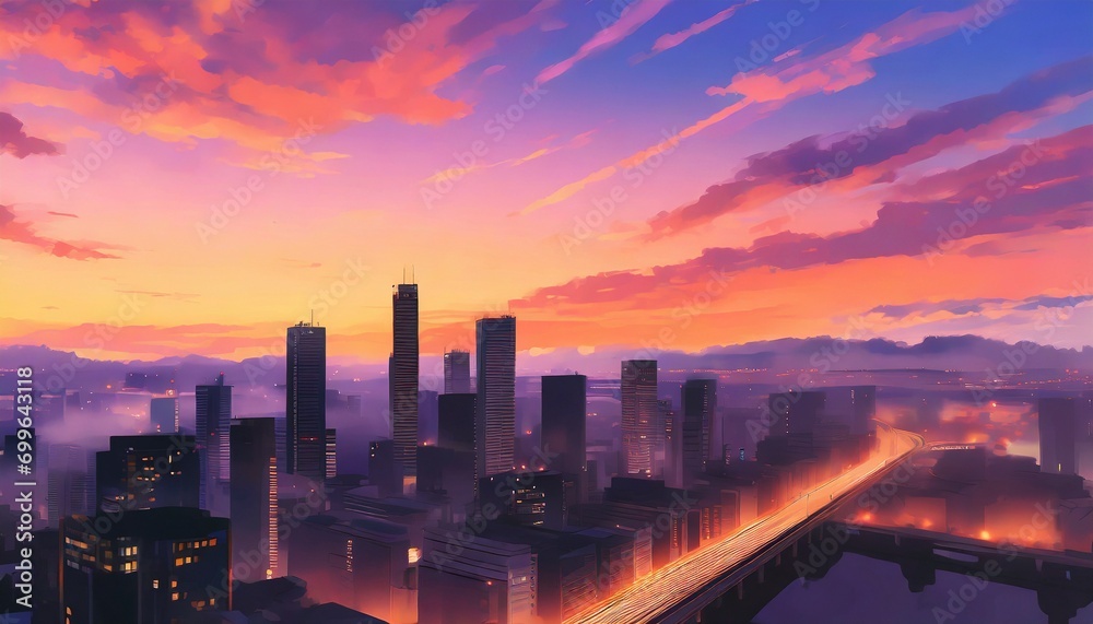 Fototapeta premium sunset over the city