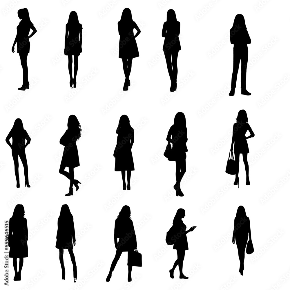 silhouettes of women, silhouettes of  girls.