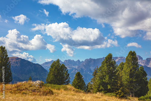 Mountain landscape background. Rocks against the day sky. The dolomites in South Tyrol Italy Europe