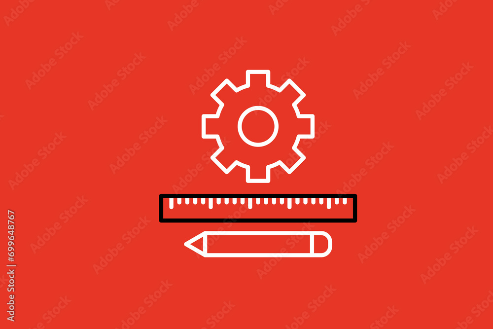 gear, ruler and pencil illustration in flat style design. Vector illustration. gear, ruler and pencil illustration in flat style design. Vector illustration.