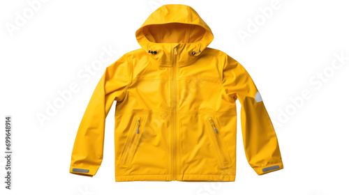 yellow windbreaker rain proof jacket isolated on transparent and white background.PNG image. photo
