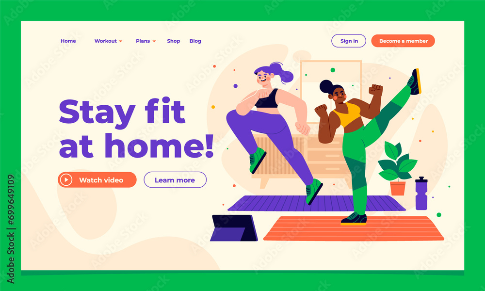 Home workout landing page