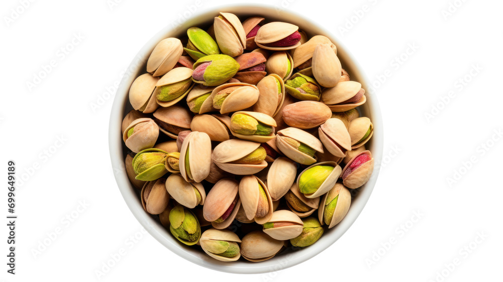 Top-down view. Roasted pistachios isolated on transparent and white background.PNG image Top-down view. Roasted pistachios isolated on transparent and white background.PNG image