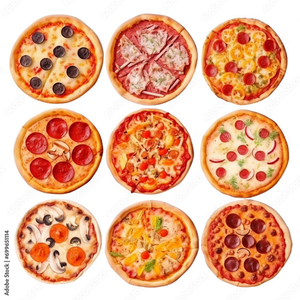 set of pizza isolated set of pizza isolated