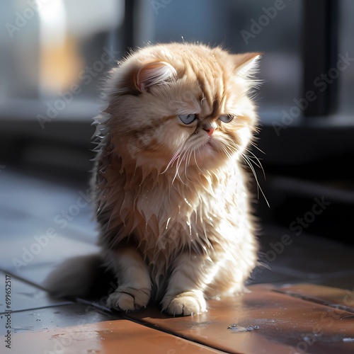 Wet cat looks sad © wpw