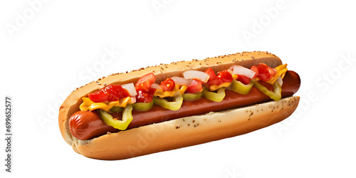 Filled Hotdog with no background, Hotdog clipart for graphic use