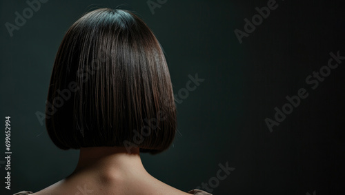 Woman with bob haircut back view