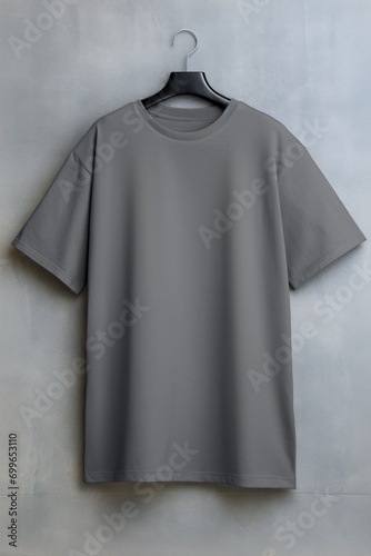 Oversized Dark Gray Blank T-shirt Mockup On Concrete Background