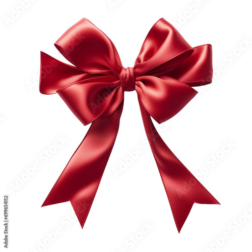 red ribbon and bow isolated on white. 