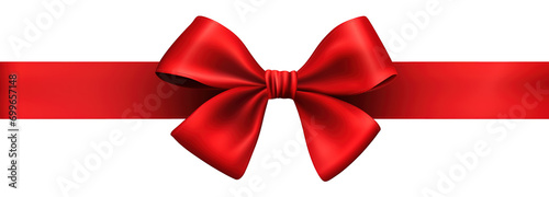 Red Ribbon Bow. Ribbon PNG. Red ribbon with bow isolated on white background.