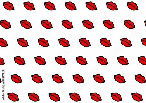set of red and black and red lips