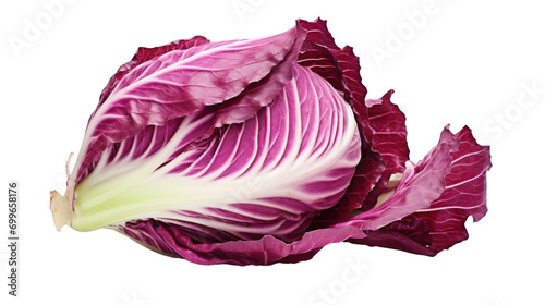 whole and half red radicchio isolated on transparent background,PNG image. photo