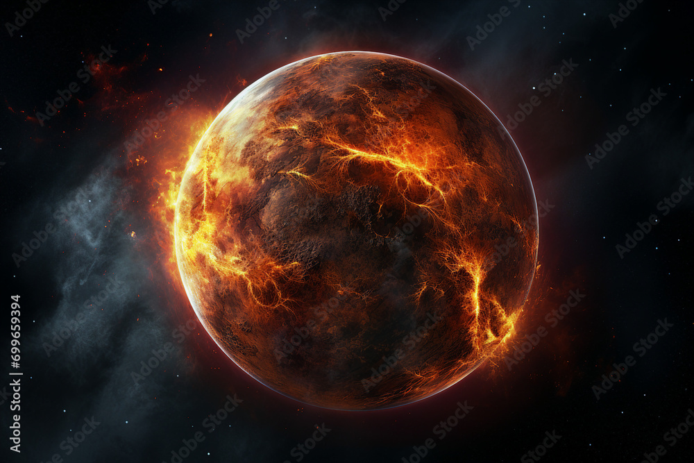AI generated picture of a bright sun star and hot flare