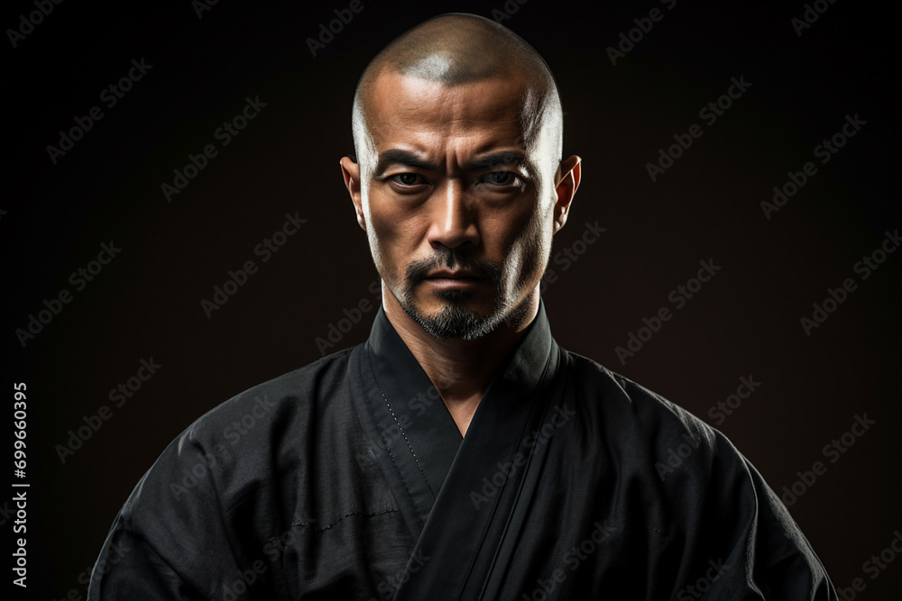 Generative AI picture of experienced karate fighter club martial arts traditional clothes training Generative AI picture of experienced karate fighter club martial arts traditional clothes training