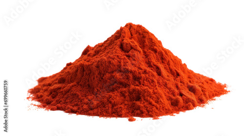 Top-down view of paprika powder isolated on transparent background,PNG image. photo