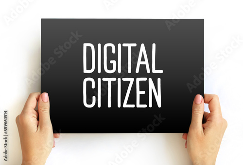 Foto Digital citizen text on card, concept background