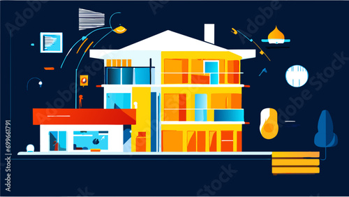 A house with different rooms for home data. vektor icon illustation