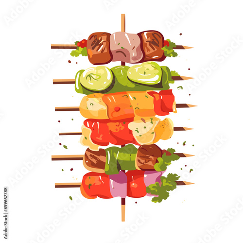 grilled meat skewers, shish kebab VECTOR