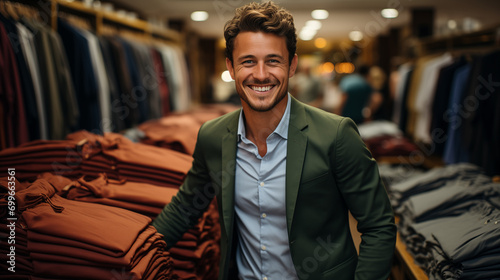 Hombre joven comprando en una tienda de ropa