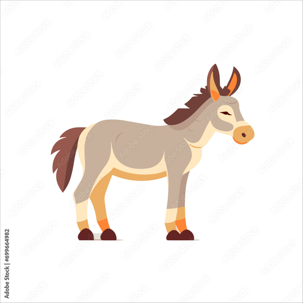 DONKEY cartoon vector flat illustration DONKEY cartoon vector flat illustration