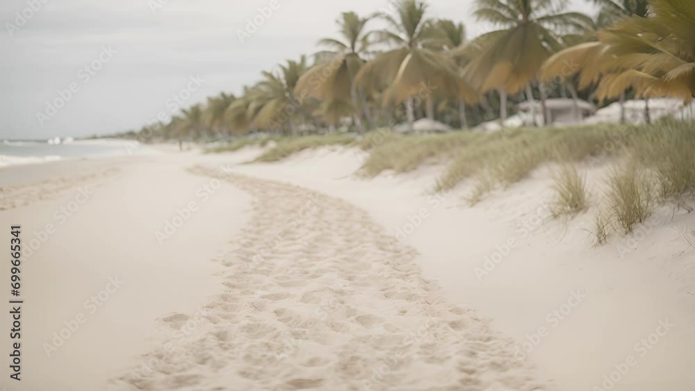 A pathway enveloped in a blanket of soft, white sand, creating a charming and romantic ambience for a beach stroll. . A pathway enveloped in a blanket of soft, white sand, creating a charming and romantic ambience for a beach stroll. .