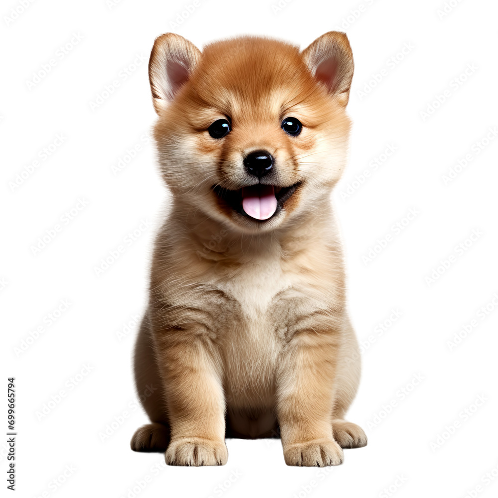 Shiba inu dog smiling face, isolated on transparent of white background
