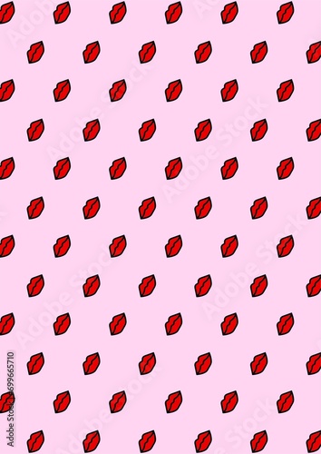 seamless pattern with hearts and red lips