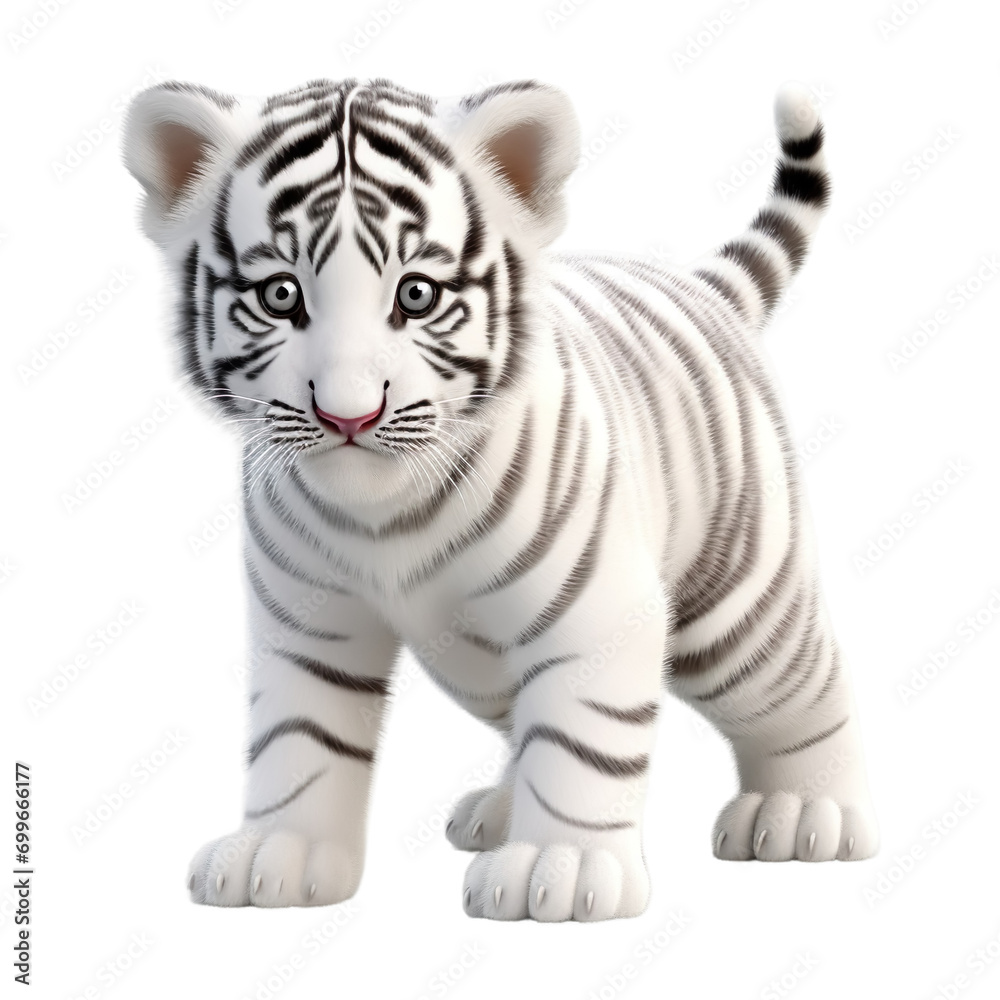 Obraz premium Portrait of white tiger standing, isolated on transparent of white background