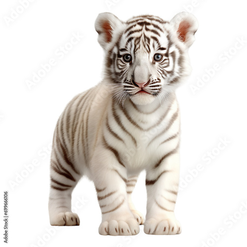 Portrait of white tiger standing, isolated on transparent of white background