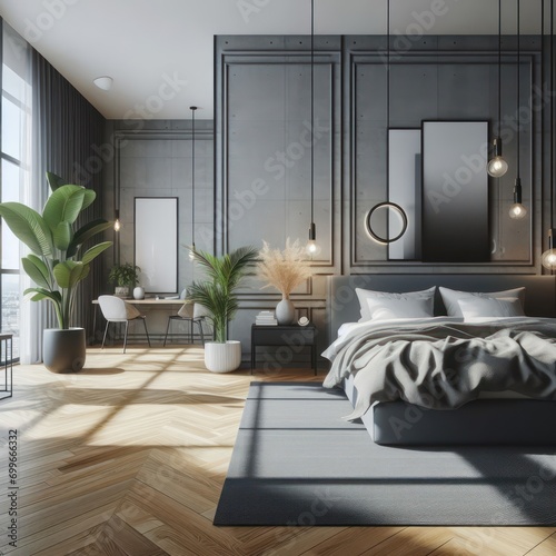 a bedroom with a minimalistic design