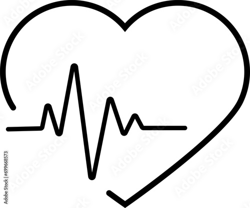 Concept heartbeat pulse with heart outline style with editable stroke vector illustration isolated
