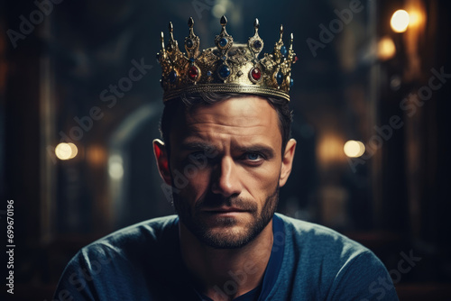 Man wearing a crown in casual clothes photo