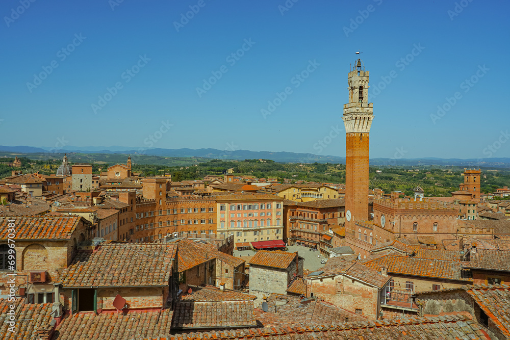 Siena old town view from sky, Tuscany, Italy