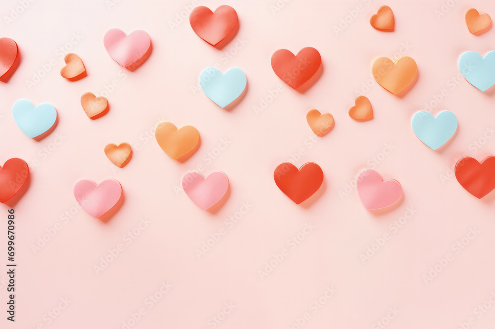 A gentle and soft design features little hearts against a pastel-colored backdrop, crafted for Valentine's Day and love celebration greeting cards A gentle and soft design features little hearts against a pastel-colored backdrop, crafted for Valentine's Day and love celebration greeting cards