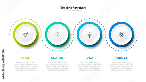 Timeline infographic design with  options or steps. Infographics for business concept. Can be used for presentations workflow layout, banner, process photo