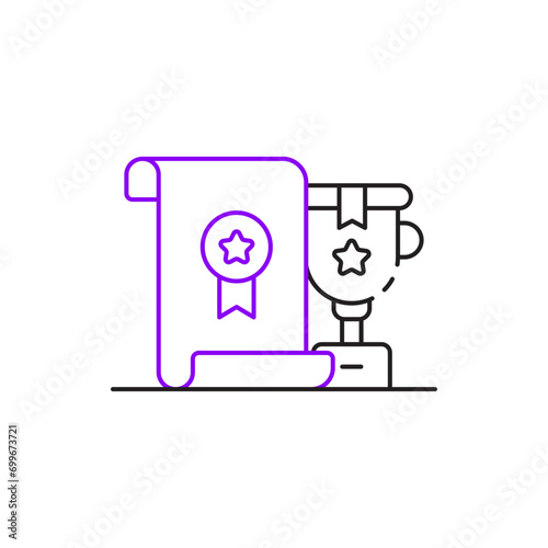 Certificate, trophy icon, award, recognition, achievement, honor, accreditation, diploma, credential, success, accomplishment, certification, prize, triumph, accolade, qualification, medal, victory
