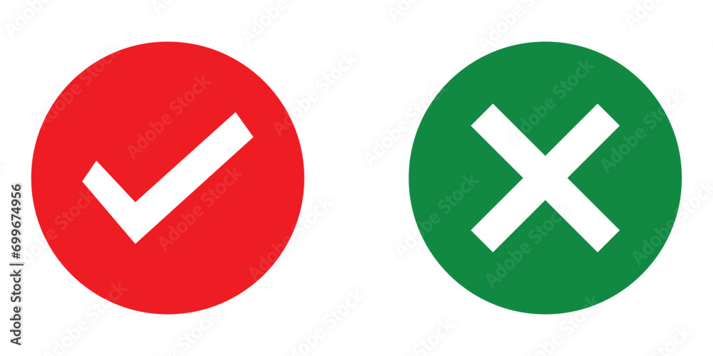 Symbol of right and wrong marks, true and false symbols. Symbol of right and wrong marks, true and false symbols.