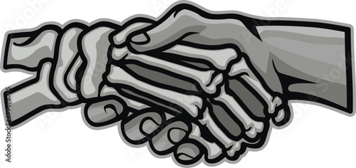 handshake with skeleton, grunge vintage design t shirts