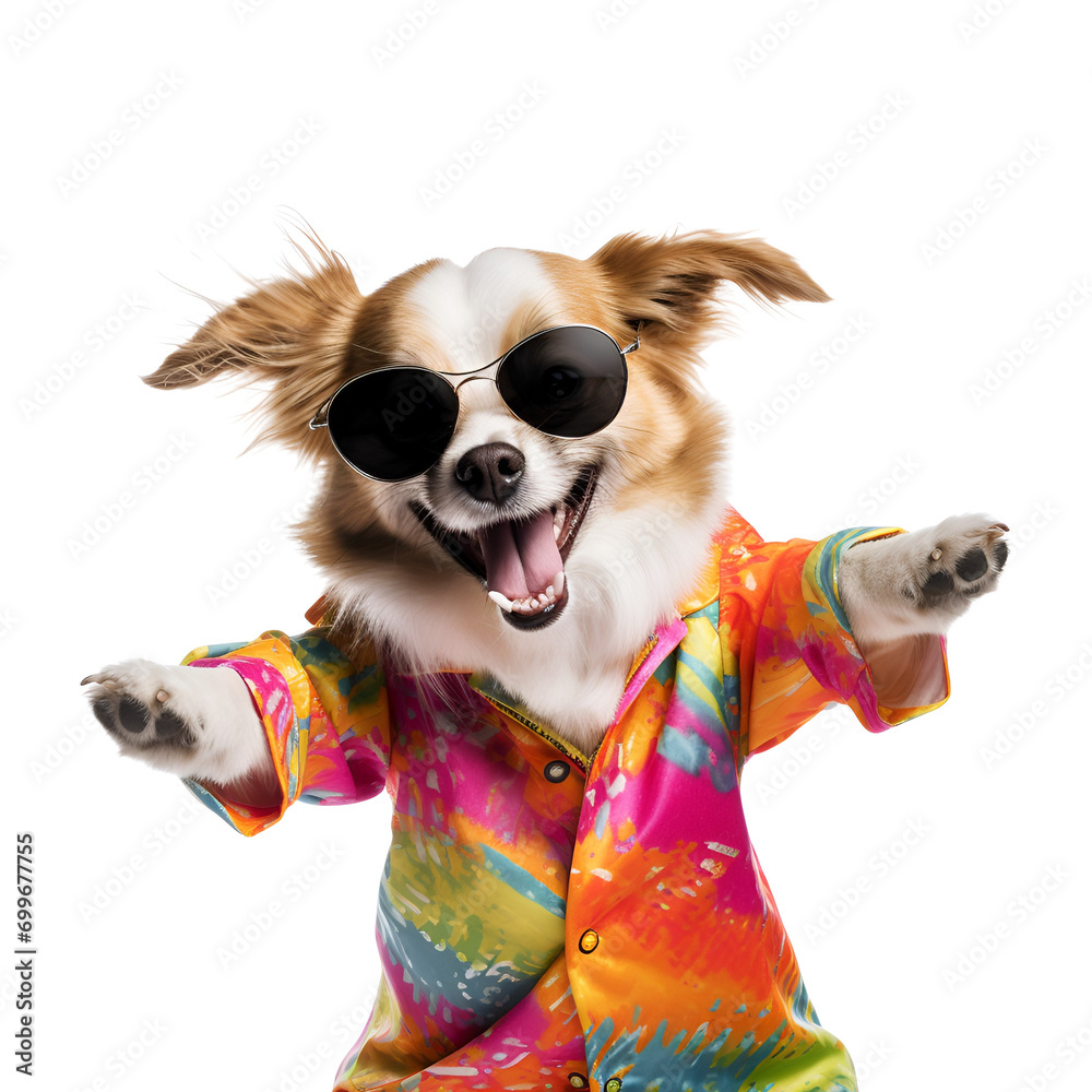Anthropomorphic Animal Character Dances in Stylish Clothing and Shades, Isolated on Transparent Background, PNG