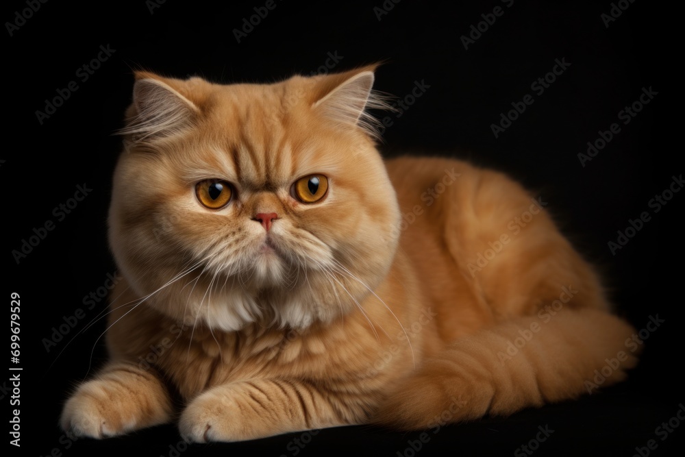 Fototapeta premium Portrait of a cute cat looking away. Highland fold cat breed