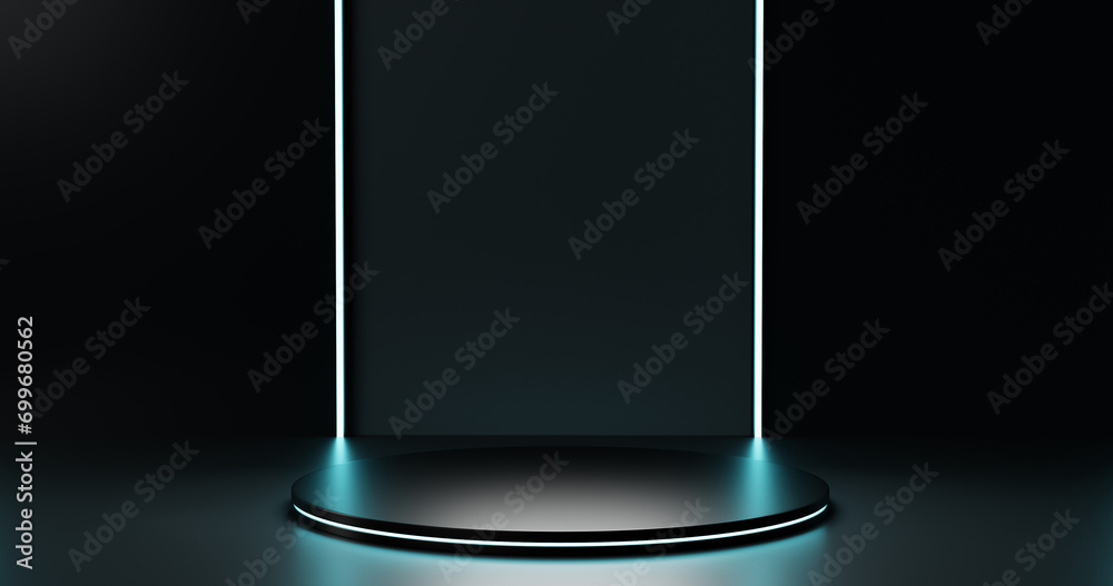 Green poduim Realistic 3d background with cylinder podium. Black, green, white glowing light rectangle framing. Abstract minimal scene mockup products display, Stage showcase. Vector geometric forms. Green poduim Realistic 3d background with cylinder podium. Black, green, white glowing light rectangle framing. Abstract minimal scene mockup products display, Stage showcase. Vector geometric forms.