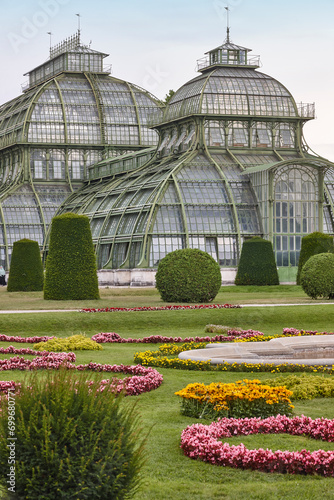 Schonbrunn imperial palace palm house. Architectural landmark in Vienna. Austria photo